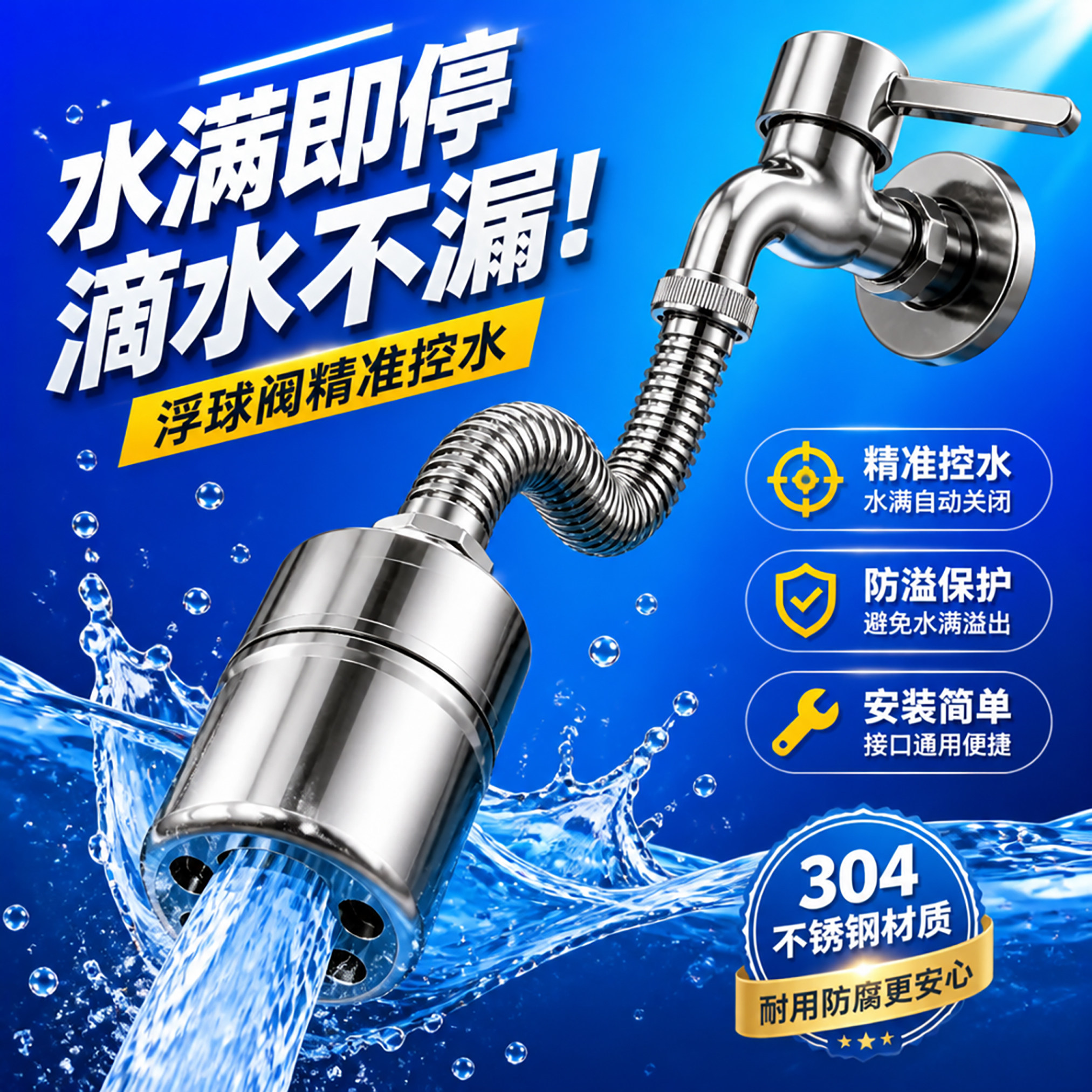 水满自停阀止水阀断水水池水塔304不锈钢浮球阀水位开关停水阀门
