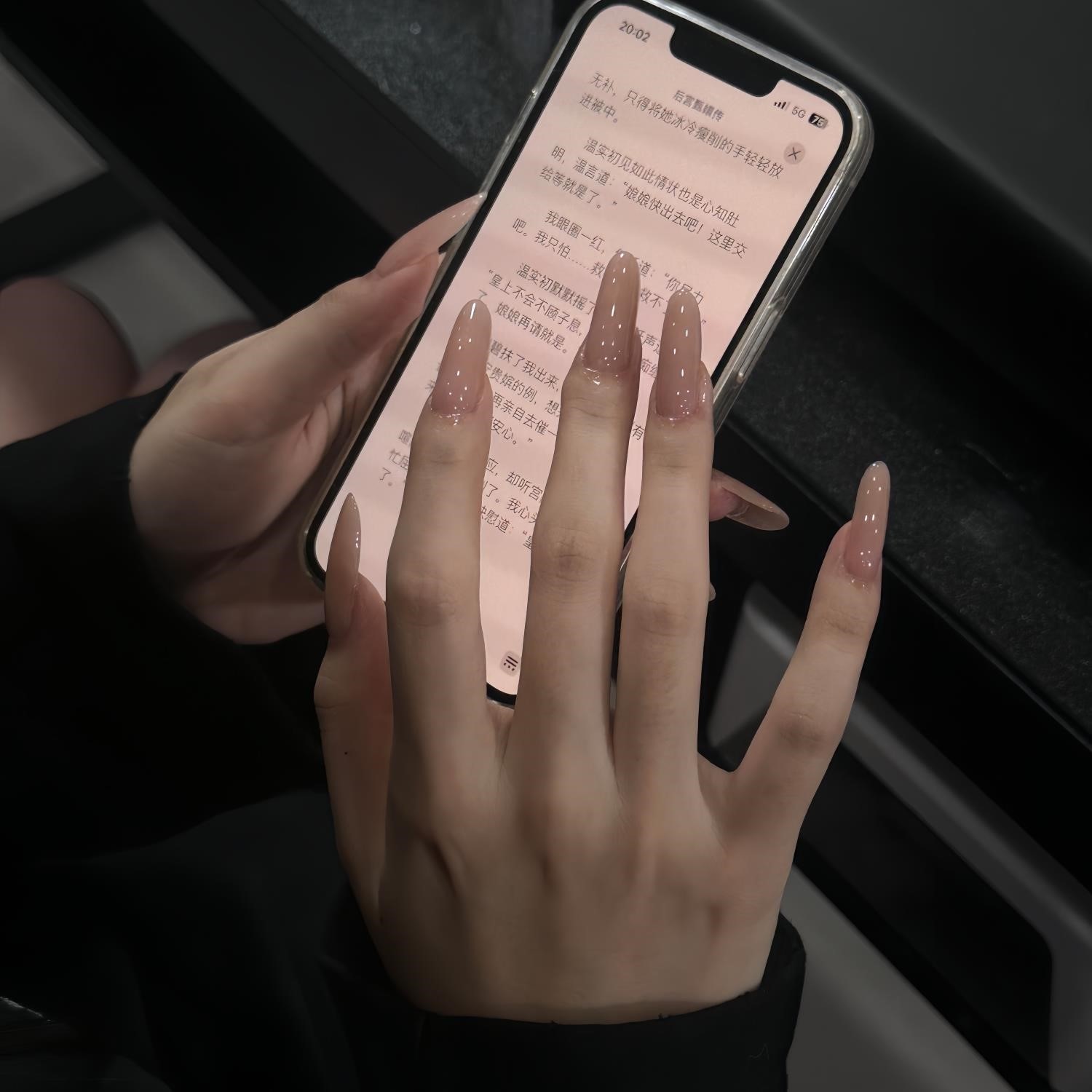 绝美~嬛嬛裸色长款手工美甲