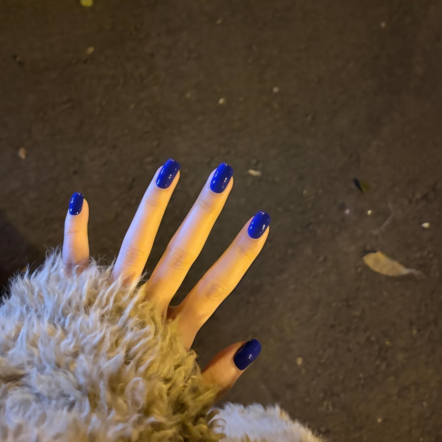 穿戴甲秋冬复古短款高级感显白孕妇可用美甲贴片成品蓝色纯色手工