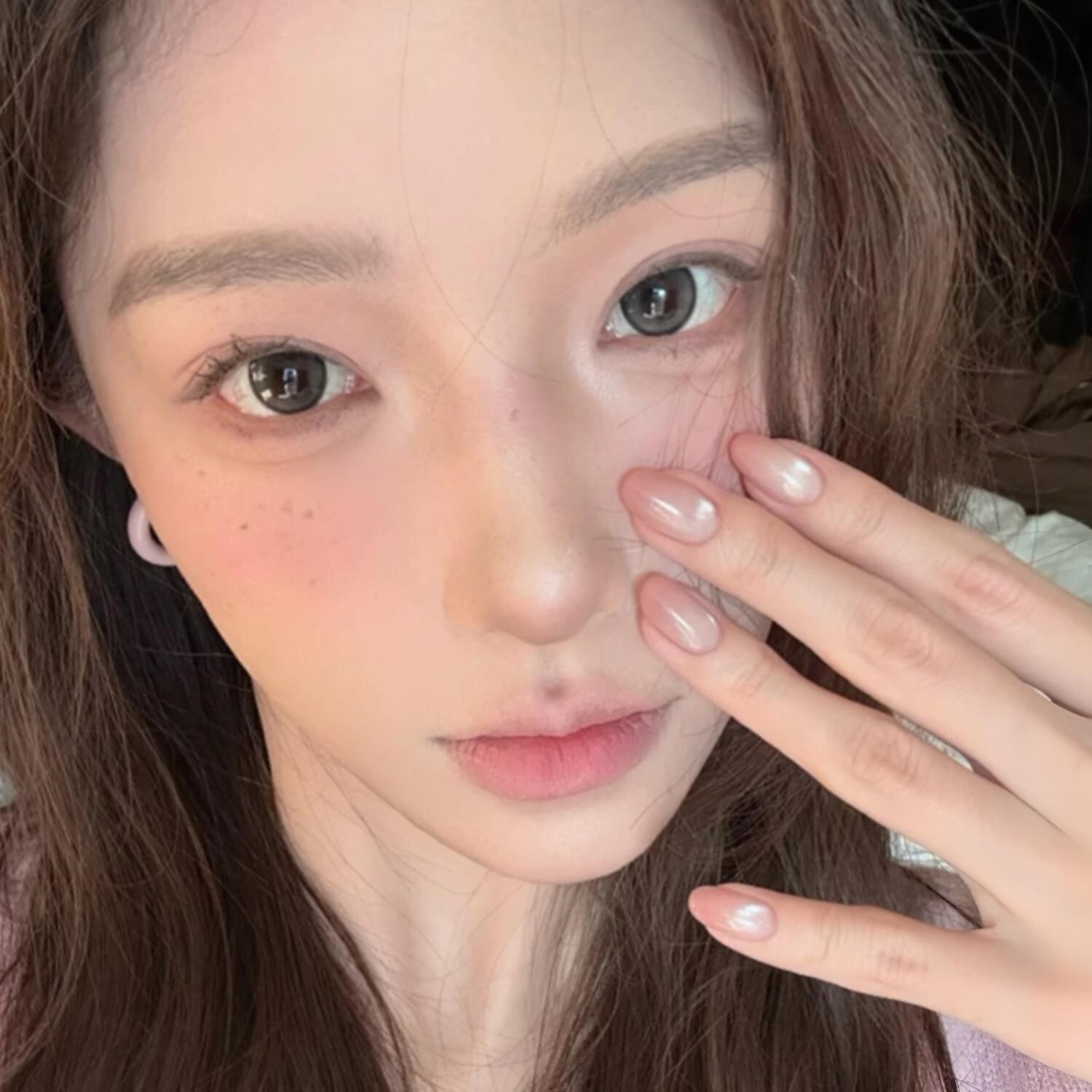 绝美~裸色猫眼手工穿戴美甲