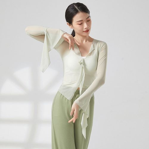 速发古典舞蹈服装古风功韵纱舞网纱夏飘逸练身服衣民族艺考上衣