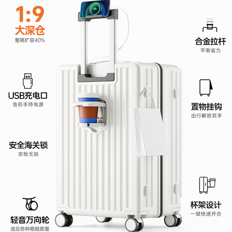 前开可扩容+双层防爆拉链+海关锁