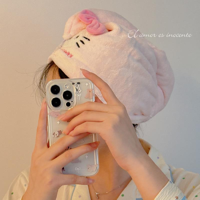 可爱KT猫干发帽女超强吸水速干不掉毛干发巾学生洗头珊瑚绒包头巾