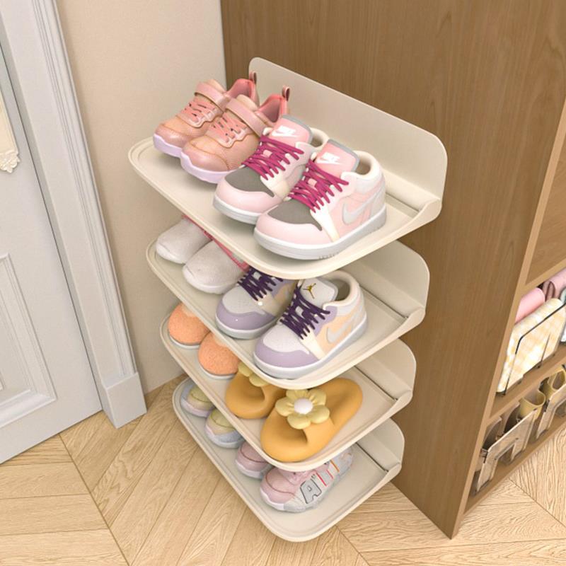 宝宝鞋子收纳神器壁挂免打孔可折叠简易鞋架省空间儿童鞋整理架子