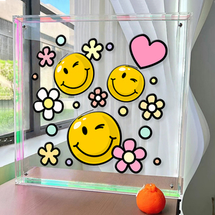 ins风黄色笑脸卧室书桌亚克力摆件画多巴胺治愈可爱smile装饰画