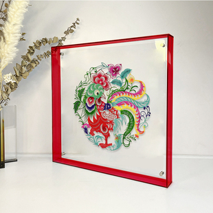 中国风非遗装饰画仿皮影剪纸亚克力相框家居软装客厅摆件中式摆画