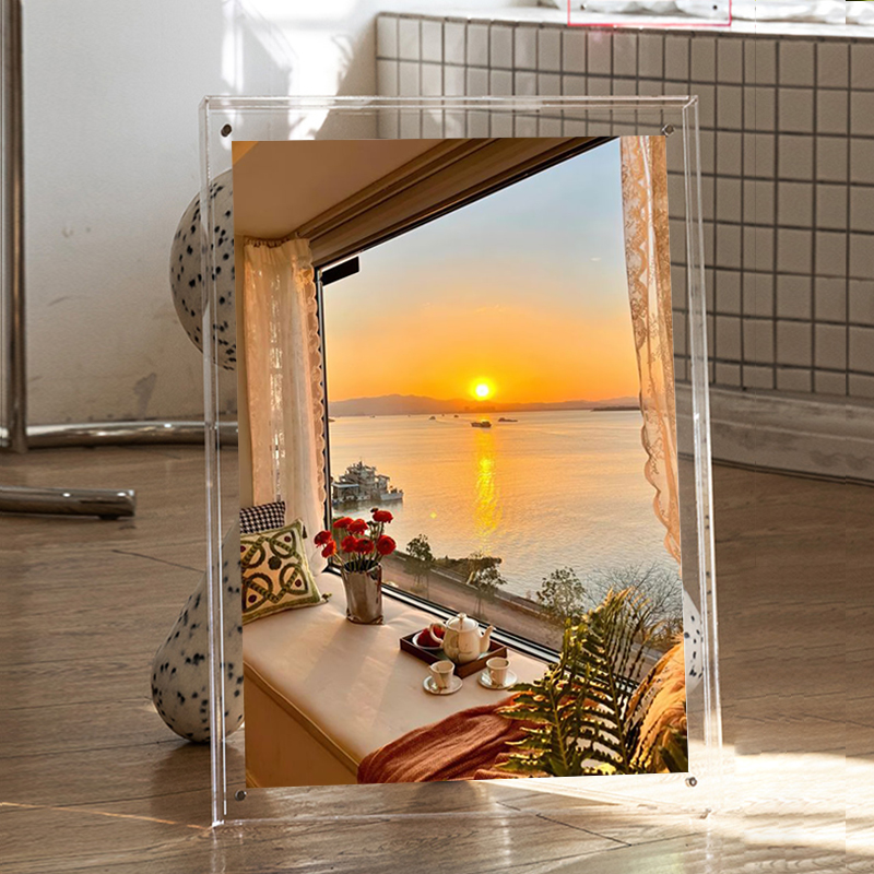 北欧海景日出日落装饰画治愈系窗外田园风景客厅卧室桌面摆件画