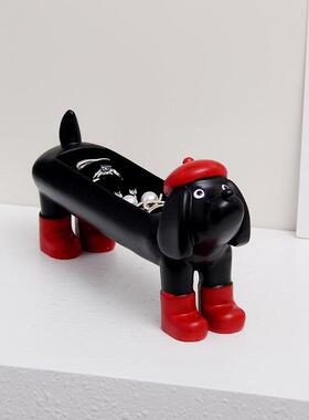 可爱腊肠狗戒指托摆件耳环耳钉首饰饰品收纳盒海绵戒托送女生礼物