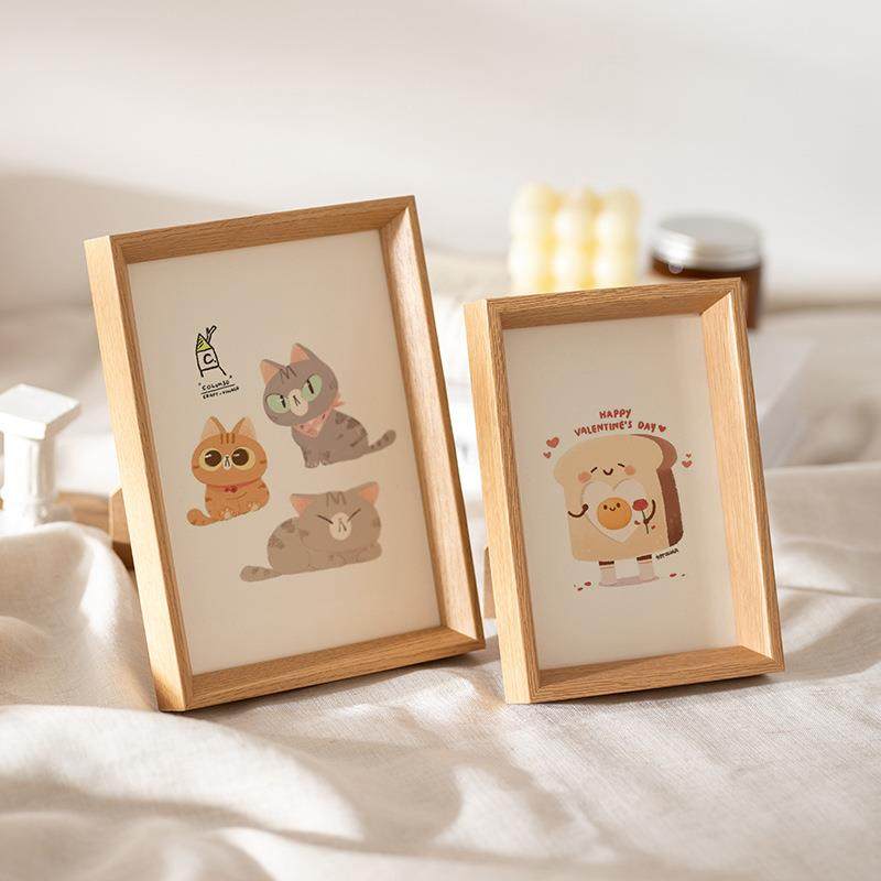 中式斜边木质相框画框5寸6寸10寸横框照片摆台客厅装饰挂墙框