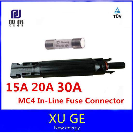 MC4光伏保险丝连接器,保险丝可更换10/15/20/30A 兼容MC4连接器