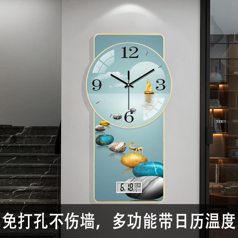 2025新款创意挂钟晶瓷画墙上挂表客厅家用静音时钟玄关石英钟挂墙