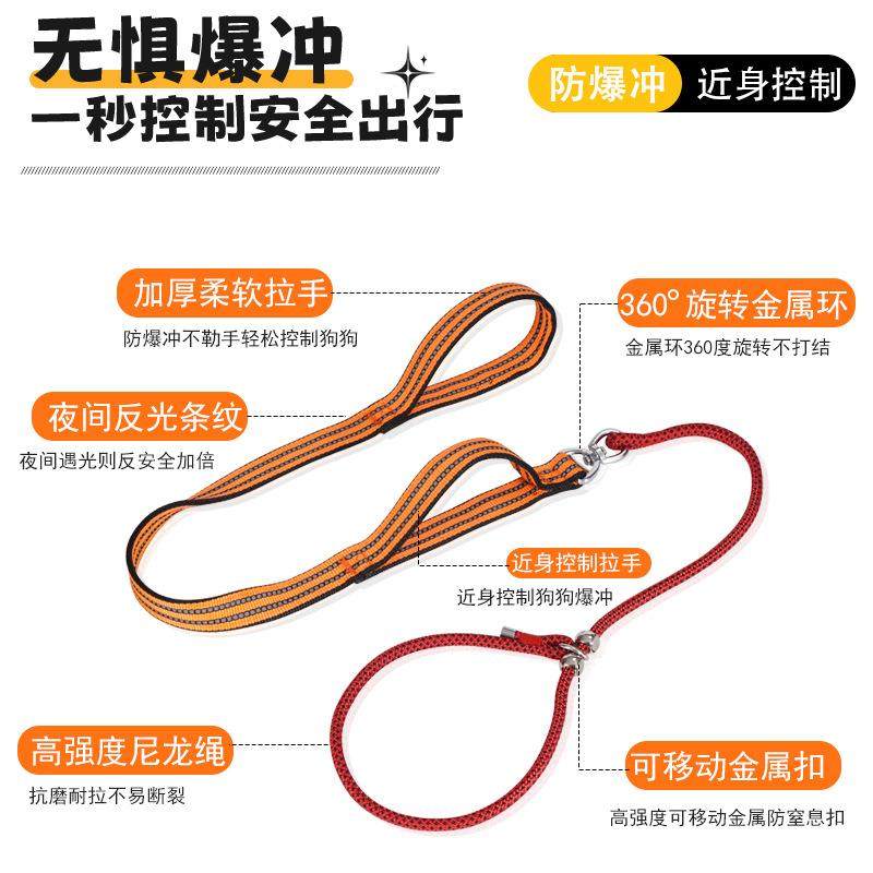 P链P绳狗狗牵引绳遛狗链子小中大型犬训犬防爆冲打结金毛马犬狗绳