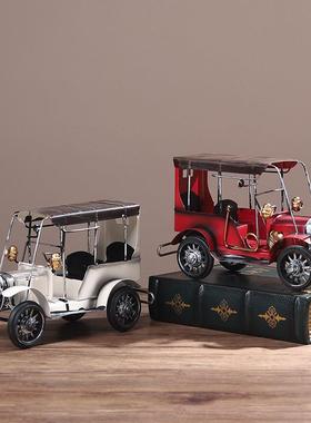 复古怀旧老爷车汽车模型创意桌面摆件客厅酒柜书架书柜家居装饰品