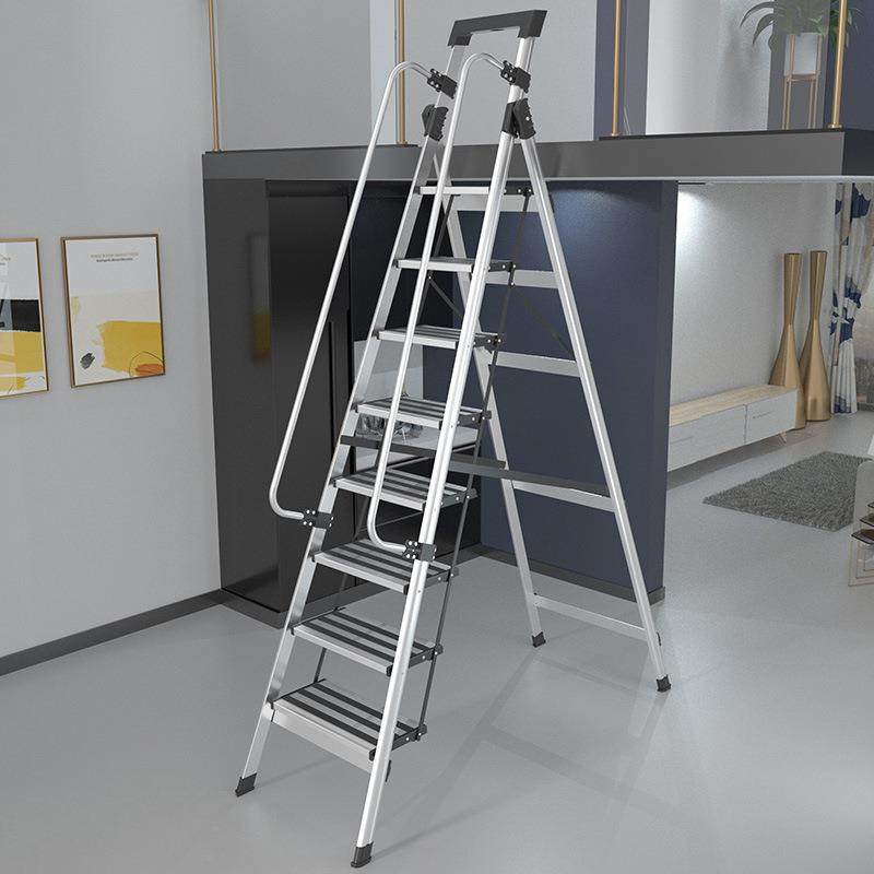 百佳宜梯子家用折叠人字梯铝合金加厚爬梯室内五七八步扶手阁楼梯