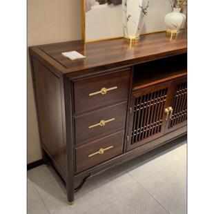 新中式乌金木实木餐边柜一体靠墙置物架厨房收纳柜茶水柜收纳柜摆