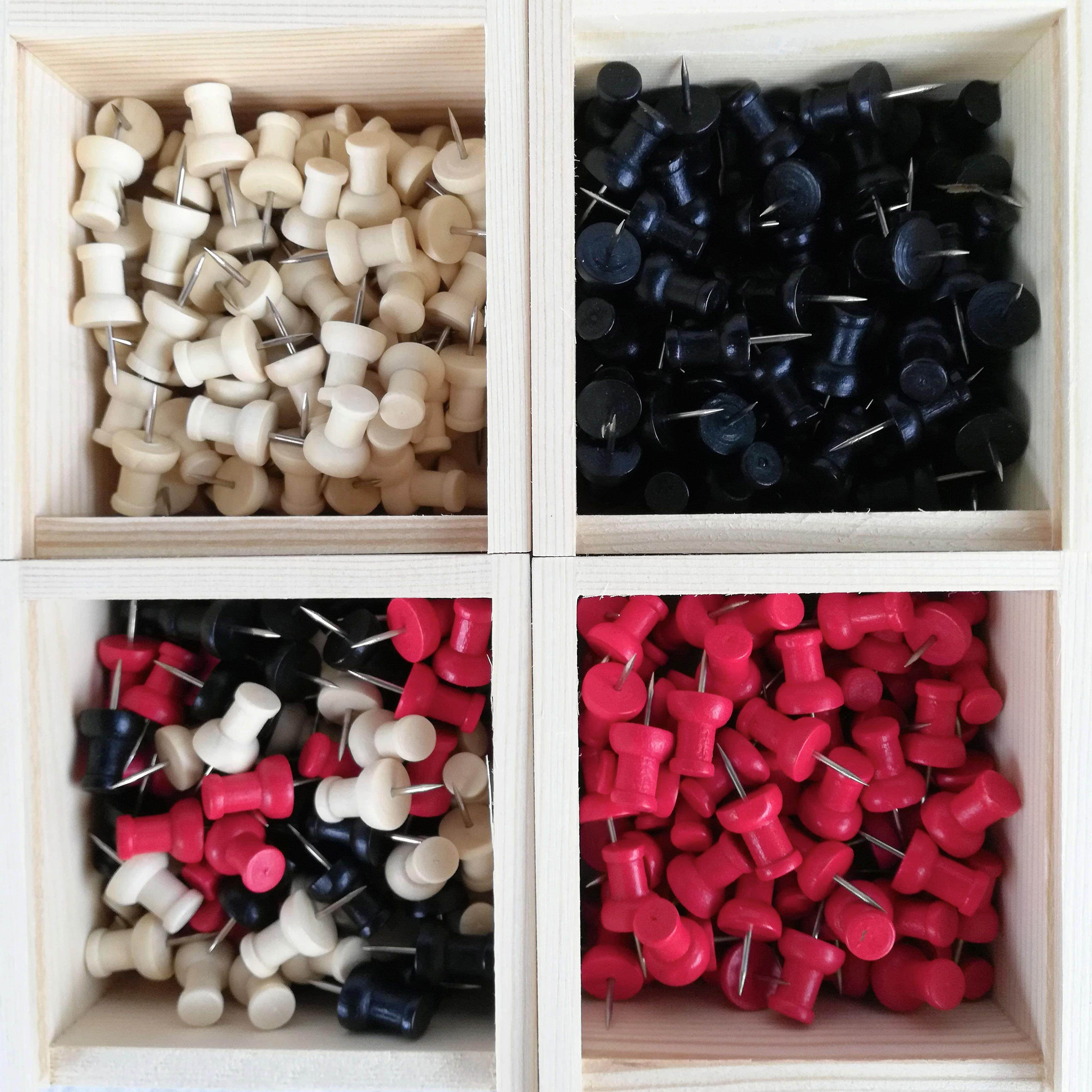 木盒装 100枚创意木质彩色图钉 红色黑色工字钉 软木板留言钉按钉,文具电教/文化用品/商务用品,图钉/工字钉,淘宝优惠券,粉丝福利购,淘宝优惠卷