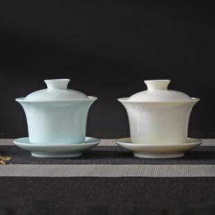 华光国瓷三才茶盖碗泡茶碗茶杯功夫茶具高档轻奢茶盖碗礼盒装皓雪