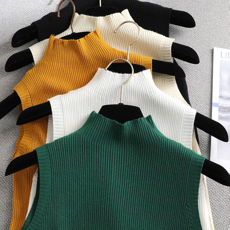 Autumn SPRING  2021 Solid elegant  sleeveless Sweater Pullov