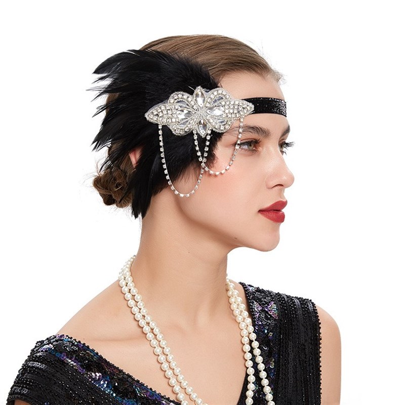 盖茨比仪式感生日宴会头饰水钻流苏发带舞台表演模特配饰品女头带