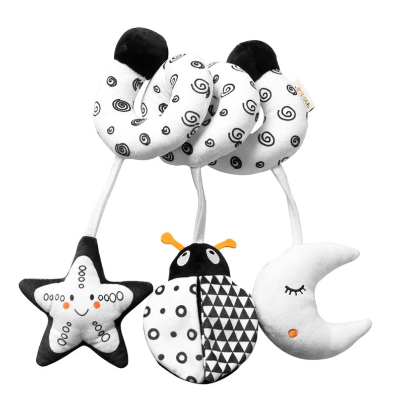 Soft Animal Bell Rattle for Baby Black & White Eye Sensing I