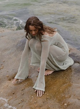 Combhasaki Womens Summer Long Knit See-thorugh Beachwear So