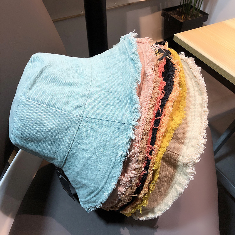 极速2022 New Denim Raw Bucket Hat Women Summer Panama Woman