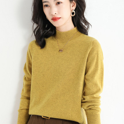 2023 Winter Womens Cashmere Basic Sweater Pullover Turtlene