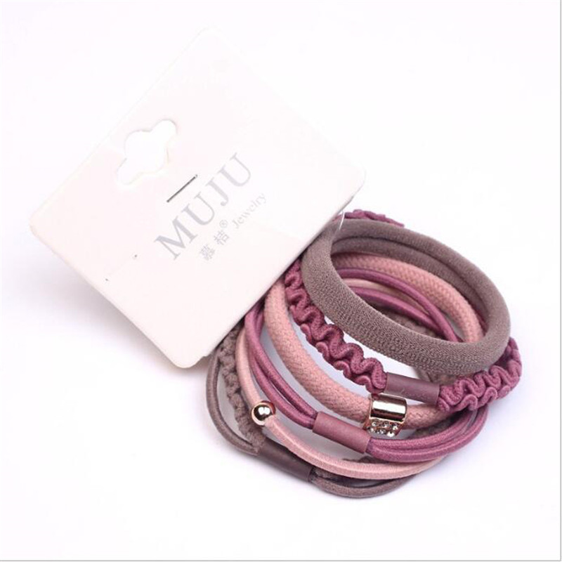 6Pcs/Set High Elastic Hair Bands Solid Stretch Hair Ties Ban