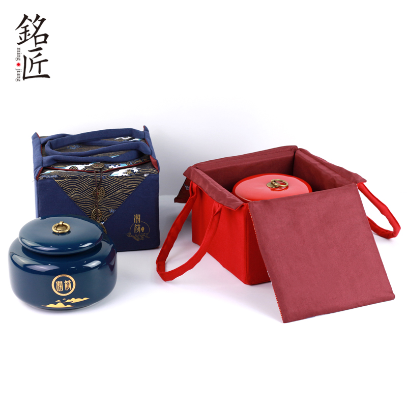 海参礼盒海参包装盒可定制手提麻布袋海参空盒子海参瓷罐包装盒子