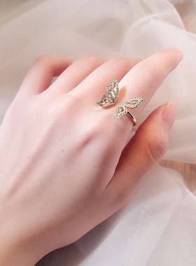 Fashionable collocation design feeling open butterfly ring