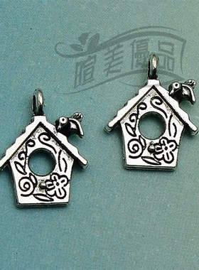 DIY饰品配件,17x15mm古银色鸟笼吊坠,9元50个