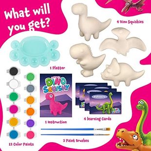 Dino Squishy Painting Kit Paint 4 Large Dino Squishies Color