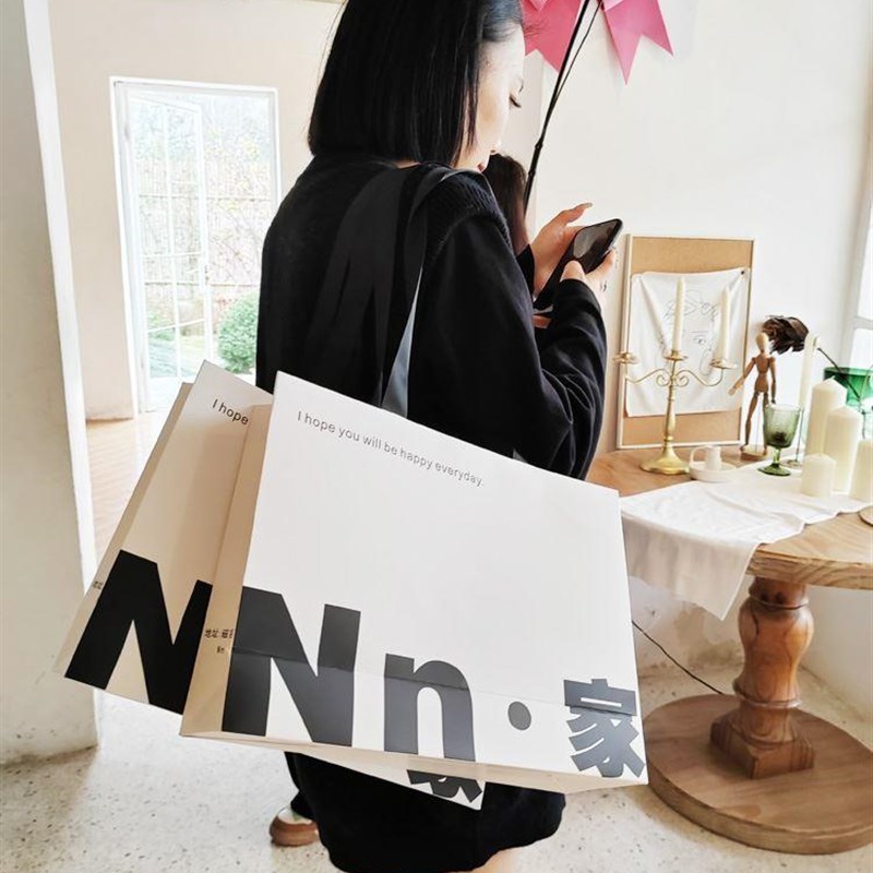 做网肩72定背手袋服装店购物纸袋包装衣服提用红袋子手拎口袋定制