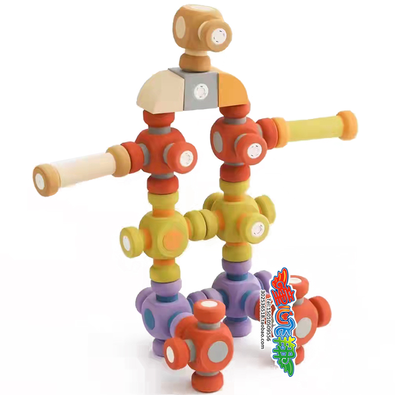 幼教幼儿园益智拼搭积木小型泡沫EVA磁力积木54块海绵软体积木