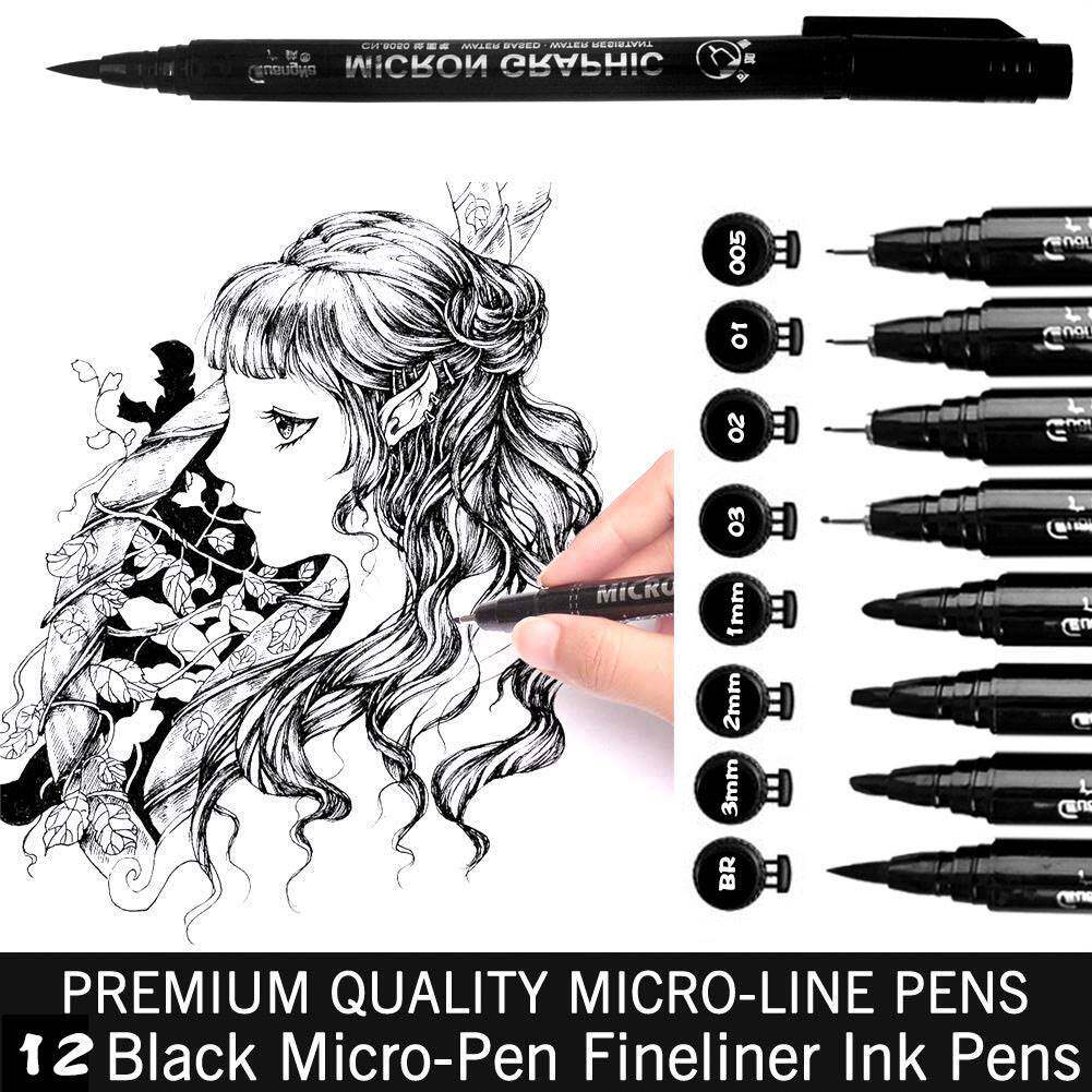 12 Pcs Fineliner Pens Waterproof Archival Ink Art Markers D