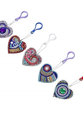 5pcs 5D diamond painting animal character DIY keychain diamo