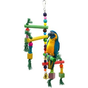 Colorful Bird Perch Wooden Bead Tassel Parrot Swing Ladder