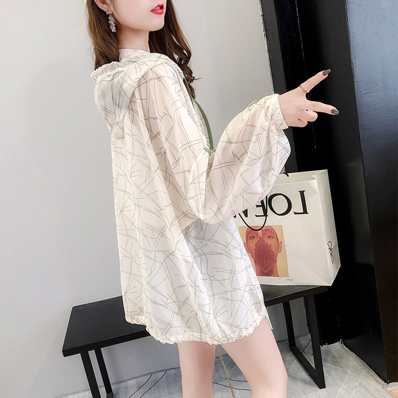 防晒衣女夏薄款2024新款时尚长袖上衣防晒服连帽衬衫短款外套女