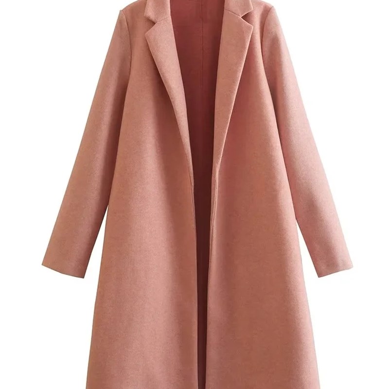 TRAF Multicolor Long Coat Women Long Sleeve Winter Woman Coa