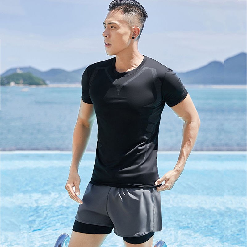 泳裤男士防尴尬双层宽松游泳裤衣2022新款五分温泉游泳装备男全套