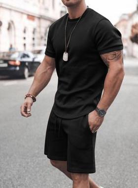 Shorts Set Men 2022 Summer Fashion Fitness Suit Fashion Roun