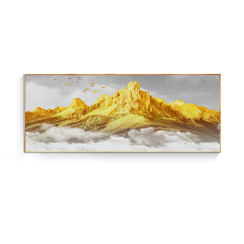 日照金山挂画客厅装饰画沙发背景墙轻奢壁画有山无水画背有靠山图