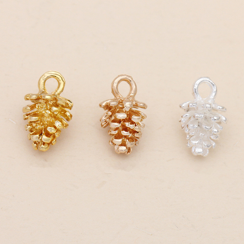 新品20pcs/lot 12*7mm Alloy Bijou Pinecone Pendants Charms DI