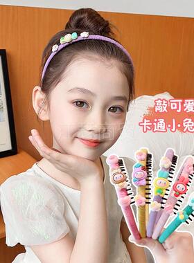 儿童卡通发箍带齿可爱女童碎发压发夹头饰宝宝不勒头兔子发箍syxl