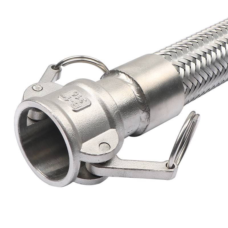 ,304不锈钢编织网波纹金属软管快速接头板把蒸汽工业高温钢丝槽