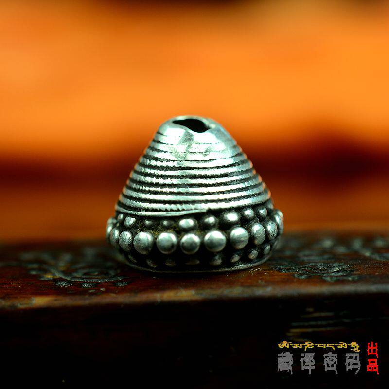 极速西藏藏传精品清代老银垒珠盘丝佛头佛塔百搭佛珠配饰配件收藏
