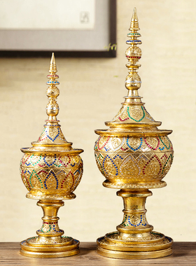 泰国佛塔摆件东南亚风格家居饰品进口工艺品客厅摆设储物盒收纳盒