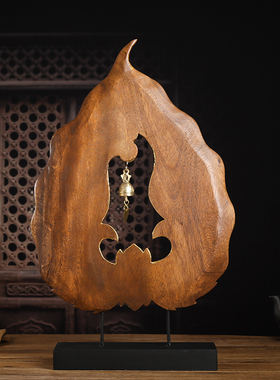 泰国工艺品实木菩提叶摆件禅意铃铛摆设东南亚酒店会所装饰品摆件