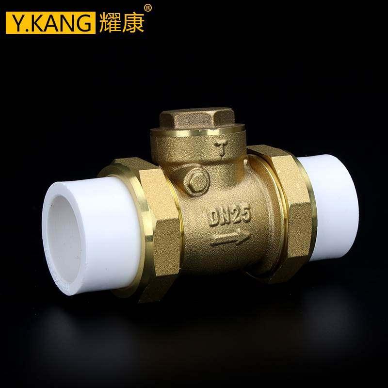 PPR双活接全铜止回阀 ppr黄铜卧式止回阀4分6分20 25逆止阀止逆阀