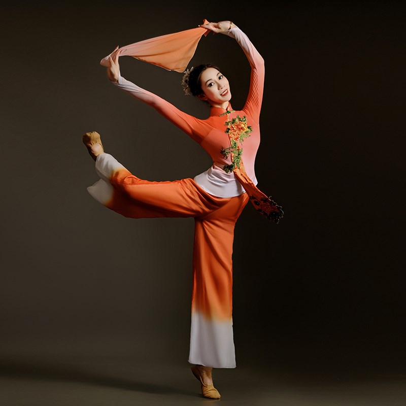 好货胶州秧歌服演出服女中老年中国风古典舞蹈服装飘逸扇子舞套装